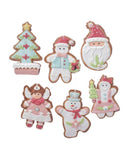 5" Pastel Color Christmas Cookie Icing Cut Out Ornament Set of 6