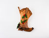 Western Cowboy Christmas Stocking Holly and Brown Shaft 18.5" Long