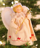 7"  Country Angel Christmas Tree Topper Ornament Ivory Dress with Blonde Hair