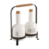 Circa Collection Oil and Vinegar Decanter Jar Stand Serving Storage Set
