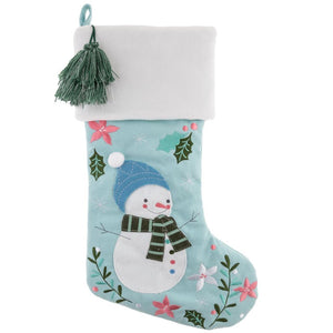 20" Snowman Embroidered Applique Kids Christmas Stocking