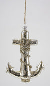 Cody Foster Mighty Ship Boat Anchor Silver Nautical Glass Ornament