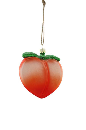 Peach Emoji Butt Buttock Impeachment Glass Christmas Ornament