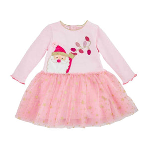 Mud Pie Kids Pink Santa wtih Christmas Lights Mesh Tutu Girls Dress