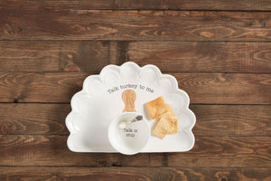 Mud Pie Home TURKEY SHAPED Thanksgiving Chip Platter and Dip Bowl Serving Set