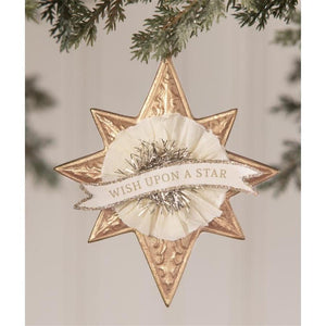 Wish Upon A Star White and Gold 3.5" Christmas Tree Ornament