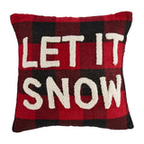 LET IT SNOW Red Black Buffalo Check Lumberjack Christmas 20" Sq Pillow