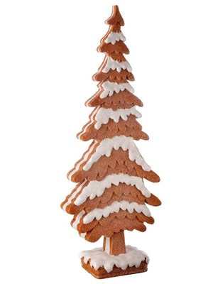14" Iced Gingerbread Cookie Layered Christmas Village Tree Figure