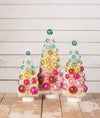 Bethany Lowe Bright Hue Baubles Rainbow Snow Dusted Bottle Brush Trees Set of 3