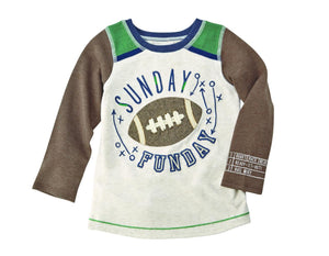 Mud Pie Kids "Sunday Funday" Football Theme Boys Tee Shirt for Fall