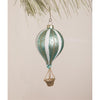 Aqua Blue Mercury Glass Striped Hot Air Balloon Christmas Ornament