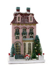 Cody Foster 15" Pink Chateau Townhouse with Dog Christmas Village House