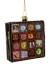 Cody Foster Box of Chocolate Faux Candy Food Glass Christmas Ornament
