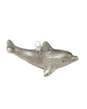 Salty Christmas Dolphin Mercury Glass Silver 6.25" Ornament