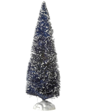 12" Midnight Dark Blue Snow Covered Frosted Bottle Brush Tree