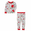 Mud Pie Kids Classic Christmas Santa Reindeer Print Gray Boys 2 Pc Pajamas