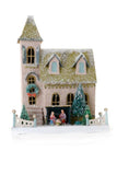 Cody Foster Peachy Pink Christmas Village Church with Nativity Building