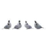 2" White Silver Chickadee Birds with Crown Clip-On Christmas Ornaments, Box Set of 4