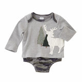 Mud Pie Camo Christmas Boys Stag Deer All-in-One Crawler Shirt