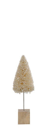 Bottle Brush Ivory Christmas Village Tree with Mica Snow - 9"