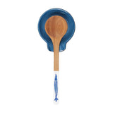 Mud Pie Home Blue Sea Collection Wooden Spoon with Fish and Cooking Rest Set