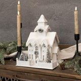 Ragon House 13" Tall White Snow Covered Country Church Christmas Village House