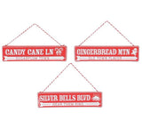 Candy Cane Ln Gingerbread Mtn Silver Bells Road Sign Christmas Ornament Set of 3