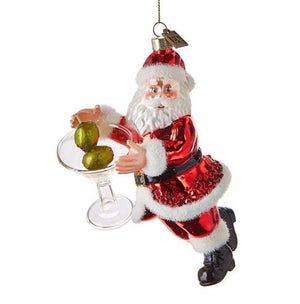 RAZ 6" Eric Cortina Santa with Martini Cocktail Drink Glass Christmas Ornament