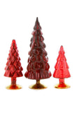 Cody Foster 4"-6.75" Tall Matte and Mirror Glass Christmas Village Tree Set of 3 Red