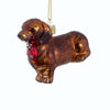 Noble Gems 3.5" Glass Brown Dachshund Dog Christmas Tree Ornament