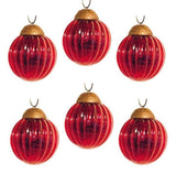 2" Mercury Colored Glass Ball Christmas Ornament Set of 6