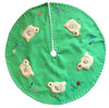 Handcrafted Easter Chick on Bright Green Background Tree Skirt