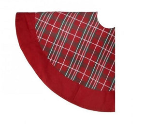 24" Red and White Plaid Christmas Tree Skirt Red Band Edge