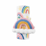 Mud Pie Kids Rainbow Print Muslin Cotton Baby Swaddle Blanket and Rattle Gift Set