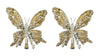 7" Light Gold Beaded Glitter Butterfly Clip-On Christmas Ornament Set of 2
