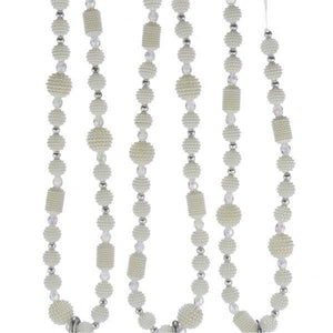 White Pearl Silver Christmas Tree 6' Garland Beads Set of 2