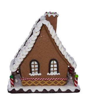 10" Gingerbread Men Candy Chalet Polymer Clay House with Light
