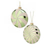 Mint Green Peppermint Starburst Candy Glass Christmas Ornament Set of 2