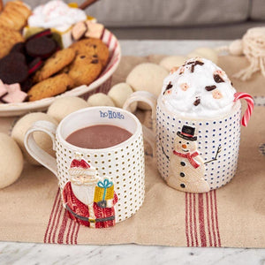 Mud Pie Home SANTA Raised Dot Oversize 16 Oz Christmas Coffee Cocoa Mug