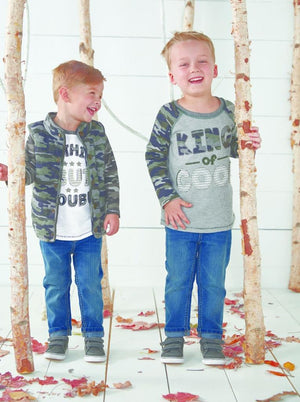 Mud Pie Kids "King of Cool" Camo Boys Tee Shirt for Fall