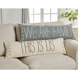 WE ARE FAMILY 11" x 35" Long Grey Dhurrie Cotton Throw Accent Pillow