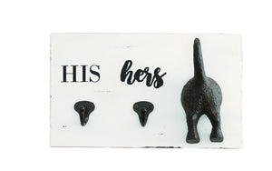 Mud Pie Muddy Paws Collection "His, Hers, Pup" Leash Wall Hook, 6.5" x 11"