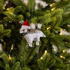 Ragon House 3.5" Felt Covered Sheep with Santa Hat Glass Christmas Ornament Multi