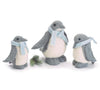 Family of Winter Christmas Penguins Wool Figures in Grey and White Set of 3