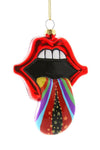 Cody Foster Rolling Stones Tongue Logo Rainbow Glass Christmas Ornament