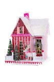 Cody Foster 10.5" Red and Pink Candy Cane Bungalow Christmas Village House