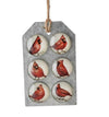 Red Cardinal Bird Magnet Farmhouse Christmas Set of 6 on Tin Tag