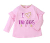 Mud Pie Kids "I Love Unicorns" Pink Ruffled Girls Tee Shirt Top