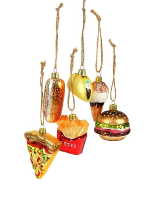 Cody Foster Mini Hot Dog Taco Burger Pizza Fries Ice Cream Junk Food Ornament Set of 6