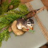 Ragon House Woodlands Forest Raccoon Painted Glass with Bushy Tail Christmas Ornament